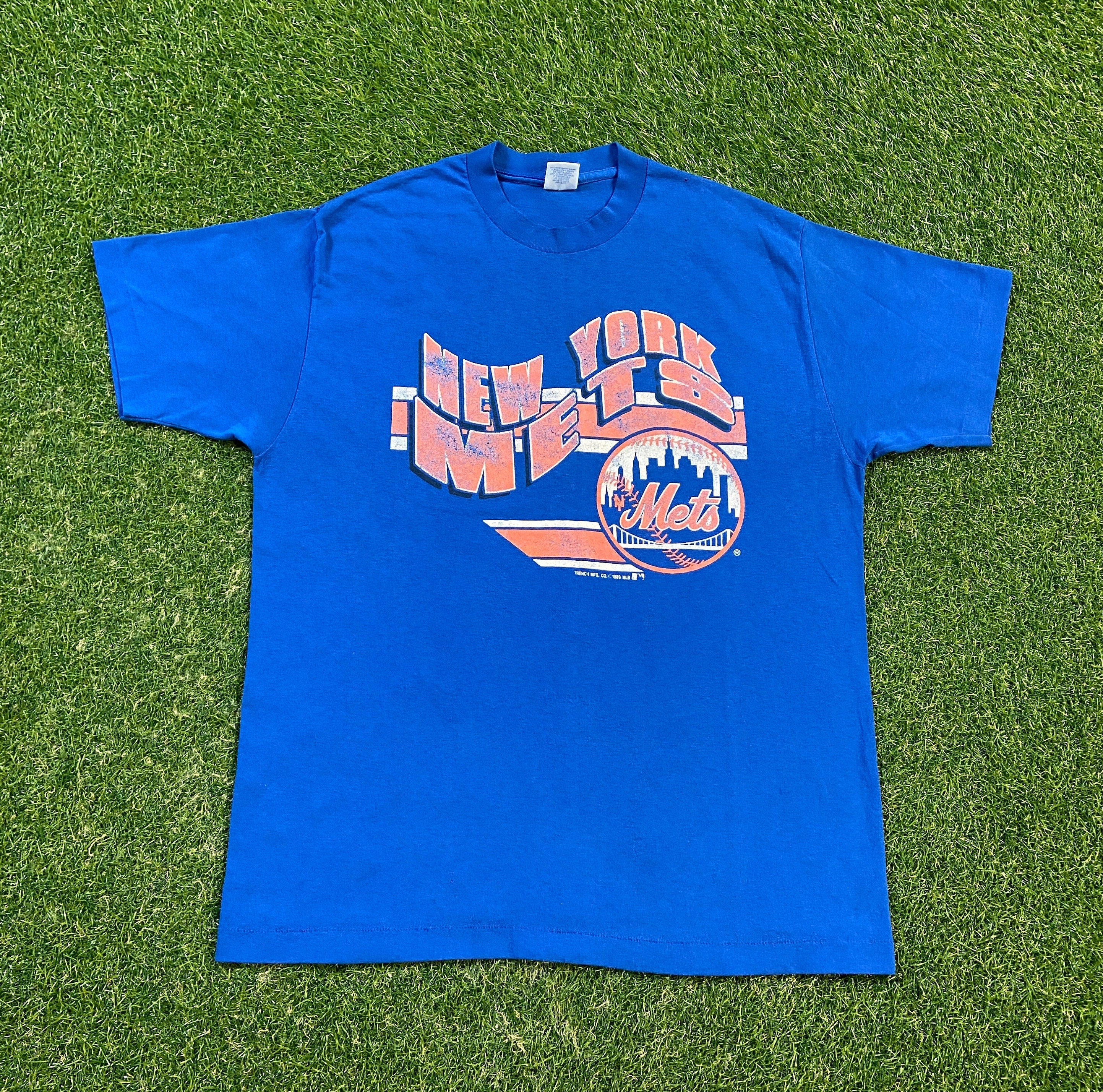 CustomCat New York Mets Retro MLB T-Shirt Ash / 5XL