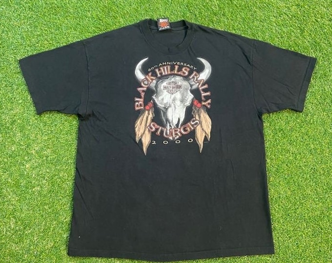 Vintage Harley Davidson Sturgis T Shirt Tee Made USA Size Xtra Large XL 60th Anniversary HOG 3D Eagle Motorcycle Truckers Biker 90s