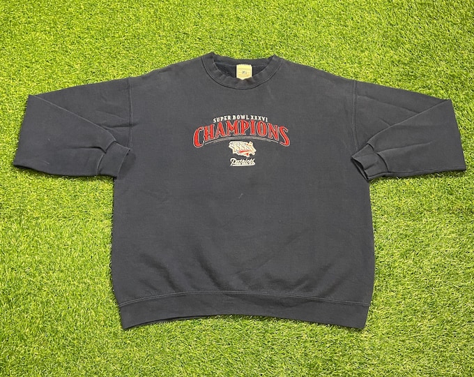Vintage New England Patriots Super Bowl XXXVI Crewneck Sweatshirt Lee Size Large L NFL Football Boston Massachusetts Tom Brady Pull Over 00s