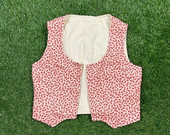 Vintage Flower Vest Reversible Size Xtra Small XS 1960s 60s Classic Quality Hippy