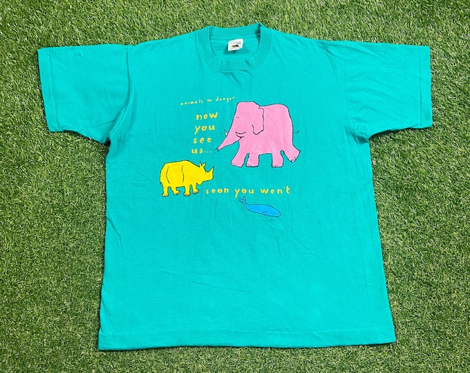 Vintage Extinct is Forever T Shirt Tee Size Xtra Large XL Animals in Danger Endangered Species Earth Day Save Environment 1990s 90s