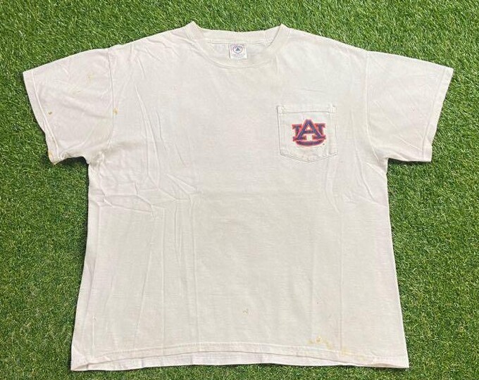 Vintage Auburn University Tigers T Shirt Tee Size Large L NCAA College Football Retro Alabama 1990s 90s