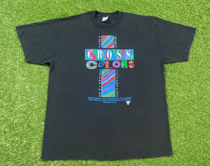 Vintage Cross Colors Psalms 133:1 T Shirt Tee Size Xtra Large XL Church Sunday Service Salvation Praise Bible 1990s 90s Christian God