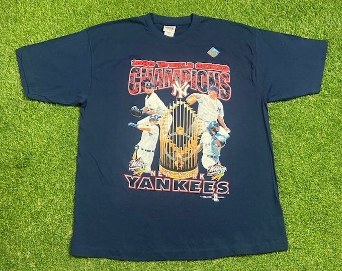 Vintage New York Yankees 1998 World Series Champions T Shirt Tee Size XXL 2XL MLB Baseball Bronx Bombers Jeter 1990s 90s