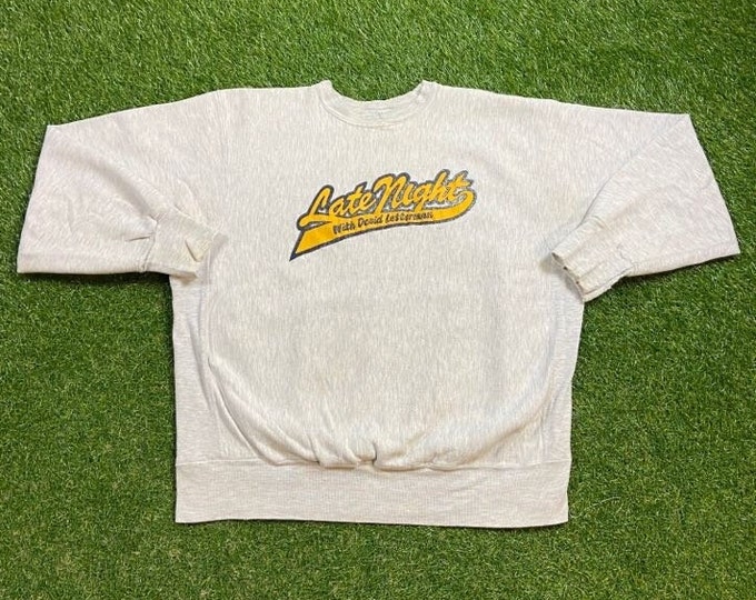 Vintage Late Night With David Letterman Crewneck Sweatshirt Made USA Size Xtra Large XL Comedy Late Night Show Film Interview Fallon Kimmel