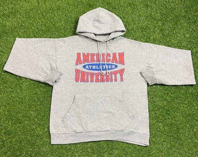 Vintage American University Athletics Hoodie Sweatshirt Champion Size Large L Quality 1990s Oversized Great Fit Original 90s Pull Over