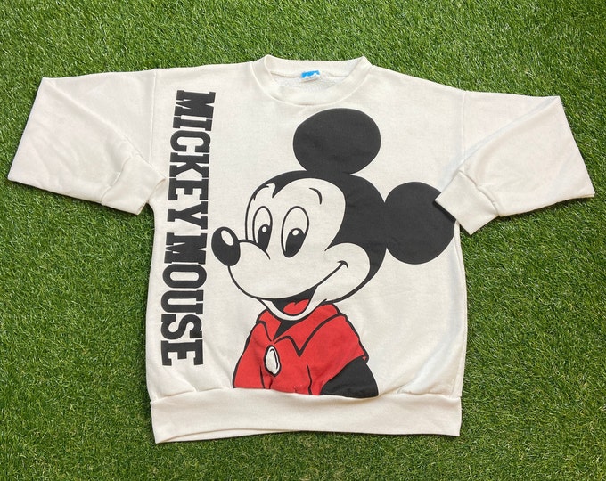 Vintage Mickey Mouse Crewneck Sweatshirt Made USA Size Medium M Walt Disney World Magic Kingdom Disneyland Classic Rare Pull Over Oversized