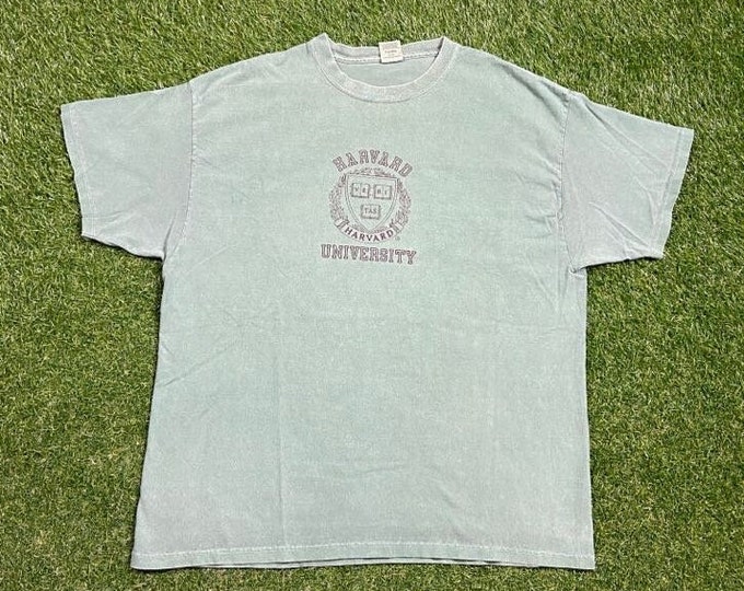 Vintage Harvard University T Shirt Tee Made USA Size Xtra Large XL NCAA College Ivy League Classic Law 1990s 90s