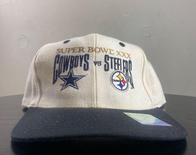 Vintage Dallas Cowboys vs Pittsburgh Steelers Super Bowl XXX 1996 Snapback Hat OSFA NFL Football Deion Sanders 1990s 90s