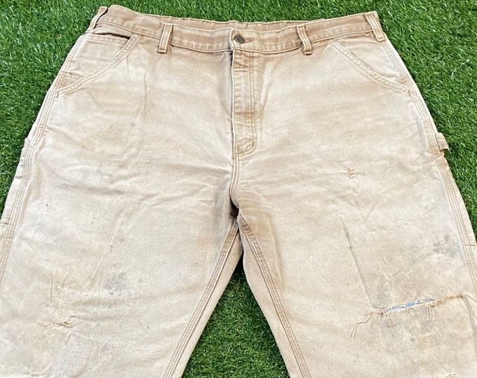 Vintage Carhartt Dungarees Jeans Made USA Size 40 x 32 Hunting Hiking Quality Work Pants Blanket Lined Work Wear 1990s 90s