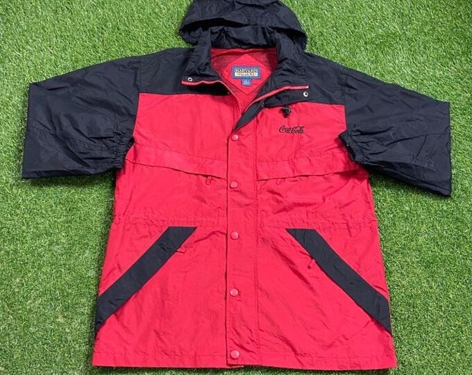 Vintage Coca Cola Windbreaker Jacket Size Large L RARE Coke Collector Classic Soda Pop Soft Drink Light Rain Coat 1990s 90s