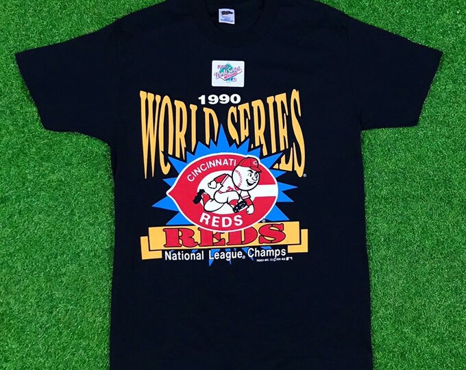 Vintage Deadstock Cincinnati Reds MLB 1990 World Series Champs Tee Single Stitch Ohio Trench Cleveland Brand New with Tag 1990s Original
