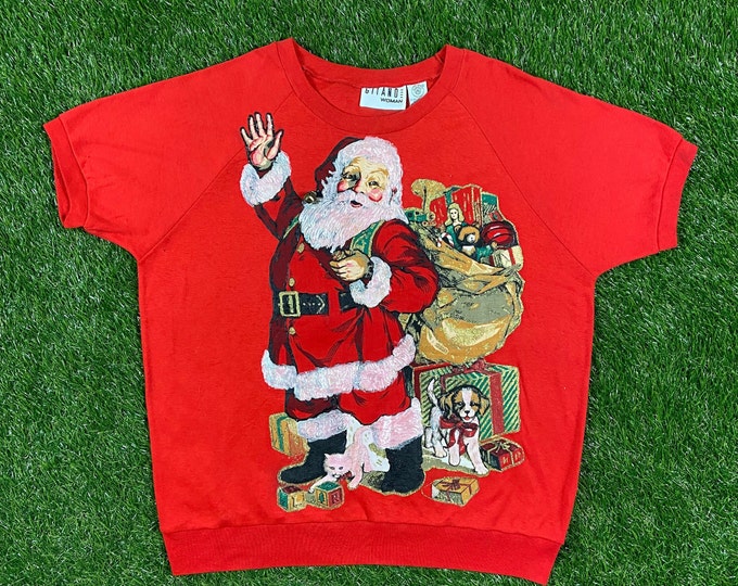Ugly Santa Christmas Shirt Sweater Vintage Tacky Holiday Party Merry Santa Classic Large Xmas 90s 80s Gitano Woman