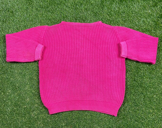 Vintage Pink Knit Crewneck Sweater Big G Imports Size Xtra Large XL Quality Warm Winter Fashion Pull Over Oversized