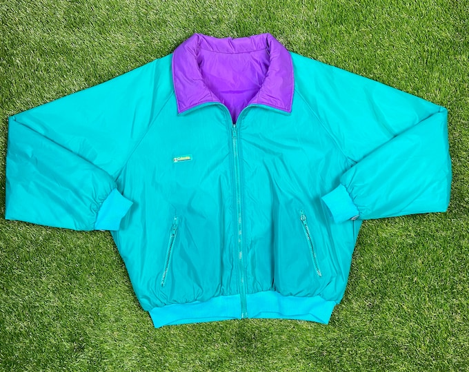Vintage Columbia Winter Athletic Jacket Size Large Warm Zipper Jacket Windbreaker Mens 1990s Coat Puffer Puffy Hiking Coat
