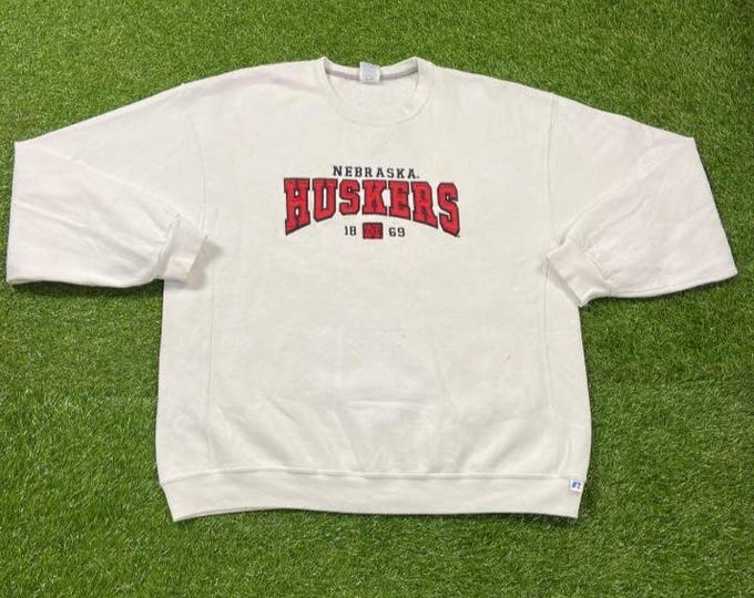 Vintage University of Nebraska Cornhuskers Crewneck Sweatshirt Size XXL 2XL NCAA College Football 1990s 90s Pull Over Oversized