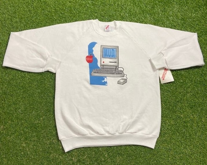 Vintage Apple Computer M.U.D. Sweatshirt Made USA Size Large L Mac Steve Jobs Computer Technology 1990s 90s Program Pull Over Oversized