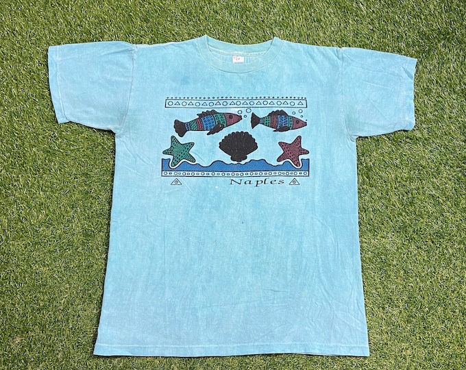 Vintage Naples T Shirt Tee Made USA Size Large L Tropical Florida FL Beach 1990s 90s
