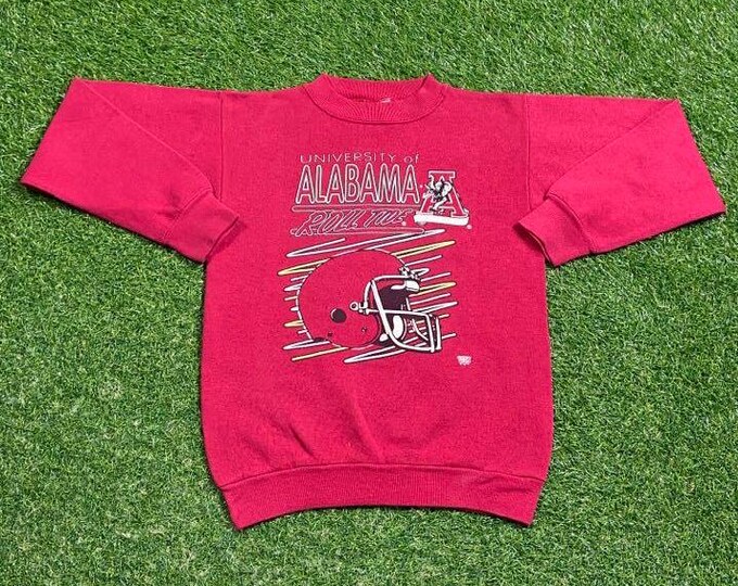 Vintage University of Alabama Crewneck Sweatshirt Made USA Size Youth Medium Crimson Tide NCAA College Football Roll Tide Pull Over 1990s