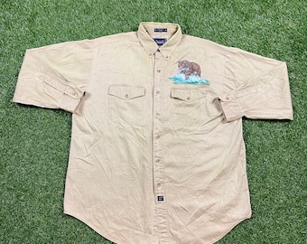 Vintage The Arrow Company Button Down Größe Xtra Large XL American Kleidung Bekleidung Wandern Jagd Klassiker 90er Jahre 1990er Jahre Handbemalt