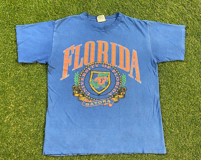 Vintage Florida Gators T-Shirt Tee Nutmeg Mills Made USA Size Large L NCAA College Football UF University of Florida 1990s 90s