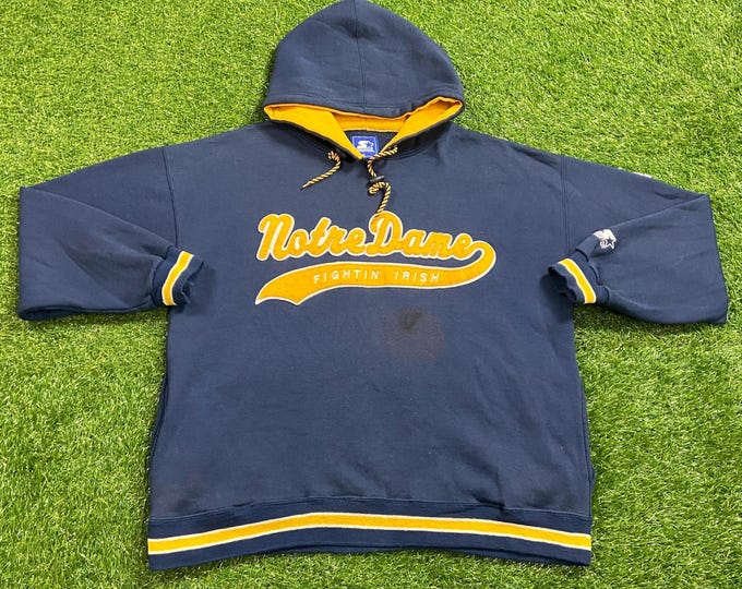Vintage University of Notre Dame Hoodie Sweatshirt Starter Size Xtra Large XL Fightin' Irish NCAA College Football 90s Pull Over Oversized