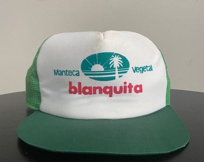 Vintage blanquita Snapback Hat OSFA Manteca Vegetal Trucker Cap 1980s 80s Farmer