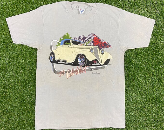 Vintage 33 Cabriolet Cobra T Shirt Tee Hanes Made USA Size Large L Classic Automobile