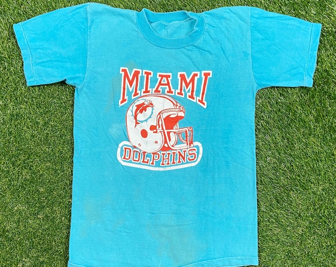 Vintage Miami Dolphins T Shirt Tee Size Xtra Small XS NFL Football Florida 305 Dan Marino 1980s 80s Classic