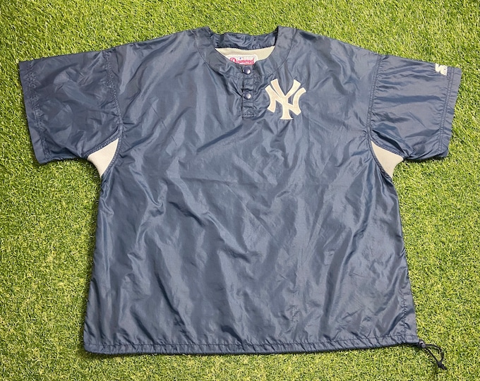 Vintage New York Yankees Pull Over Windbreaker Jacket Starter Size Large L MLB Baseball Ny Bronx Bombers Jeter Judge Light Rain Coat 1990s