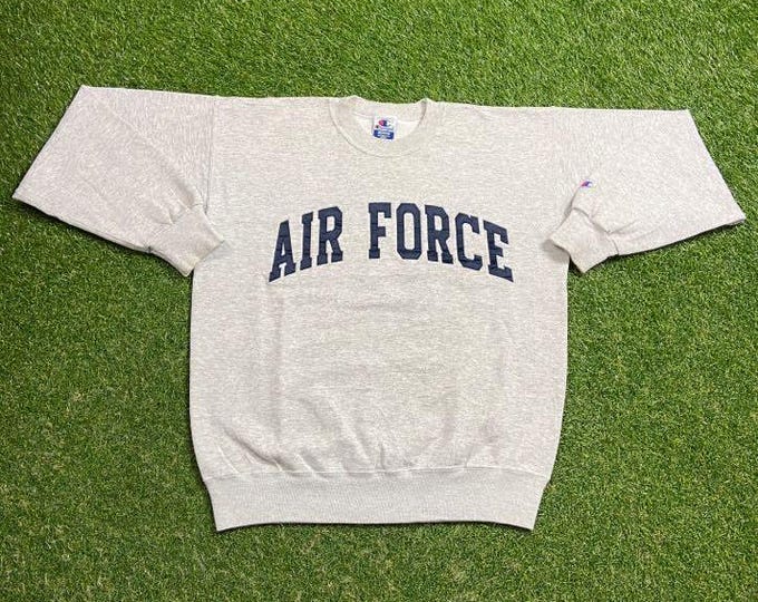 Vintage Air Force Crewneck Sweatshirt Champion Size Medium M USA Military Army Navy Marines 1990s 90s Pull Over Oversized