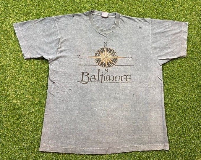 Vintage Baltimore T Shirt Tee Fruit of the Loom Made USA Size Xtra Large XL Ravens Orioles Maryland 1990s 90s