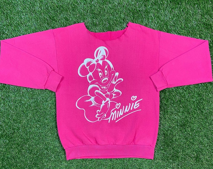 Vintage Minnie Mouse Crewneck Sweatshirt Size Medium M Walt Disney World Disneyland WDW Magic Kingdom Pull Over Oversized