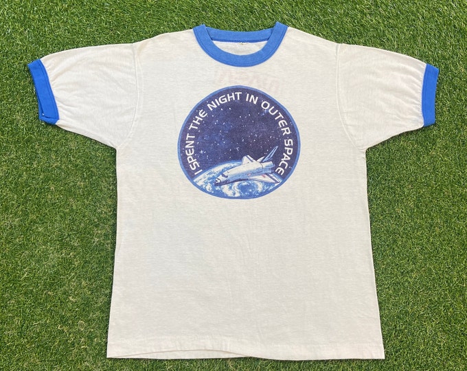 Vintage NASA T Shirt Tee Size Small S Huntsville Alabama Kennedy Space Center One Giant Leap for Mankind Florida Galaxy Moon Space 1990s 90s
