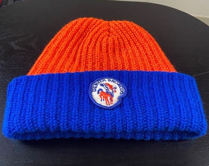 Vintage Denver Broncos Winter Hat Size Small John Elway Colorado Beanie 1980s 80s