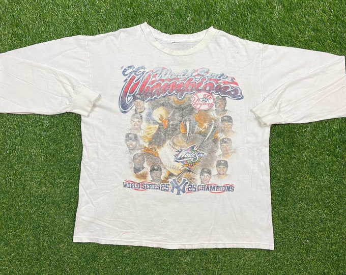 Vintage New York Yankees 1999 World Series Champions Long Sleeve Shirt Size Xtra Large XL MLB Baseball NYC Bronx Bombers Jeter 1990s 90s