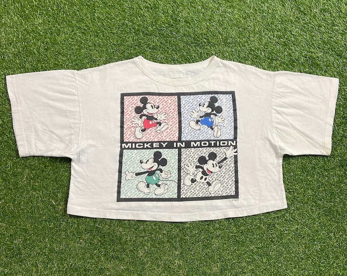 Vintage Mickey Mouse Crop Top T Shirt Size Medium M Disneyland Walt Disney World Magic Kingdom Classic 1990s 90s