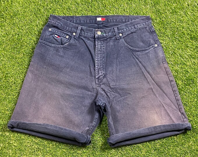 Vintage Tommy Hilfiger Jean Shorts Size 38 Quality Classic TH Apparel American Clothing Brand Comfortable Fit Streetwear Flag Jhorts 1990s