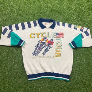vintage Cycle Tour Sweatshirt Wilson Taille Medium M 500 KM Classic Tour de France Course cycliste Grand Tours Pull Over surdimensionné