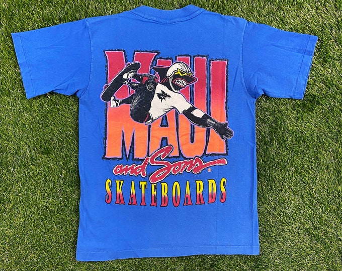 Vintage Maui and Sons Skateboard T Shirt Tee Made USA Size Medium California Ca Surf Skate 1990s 90s Thrasher Original