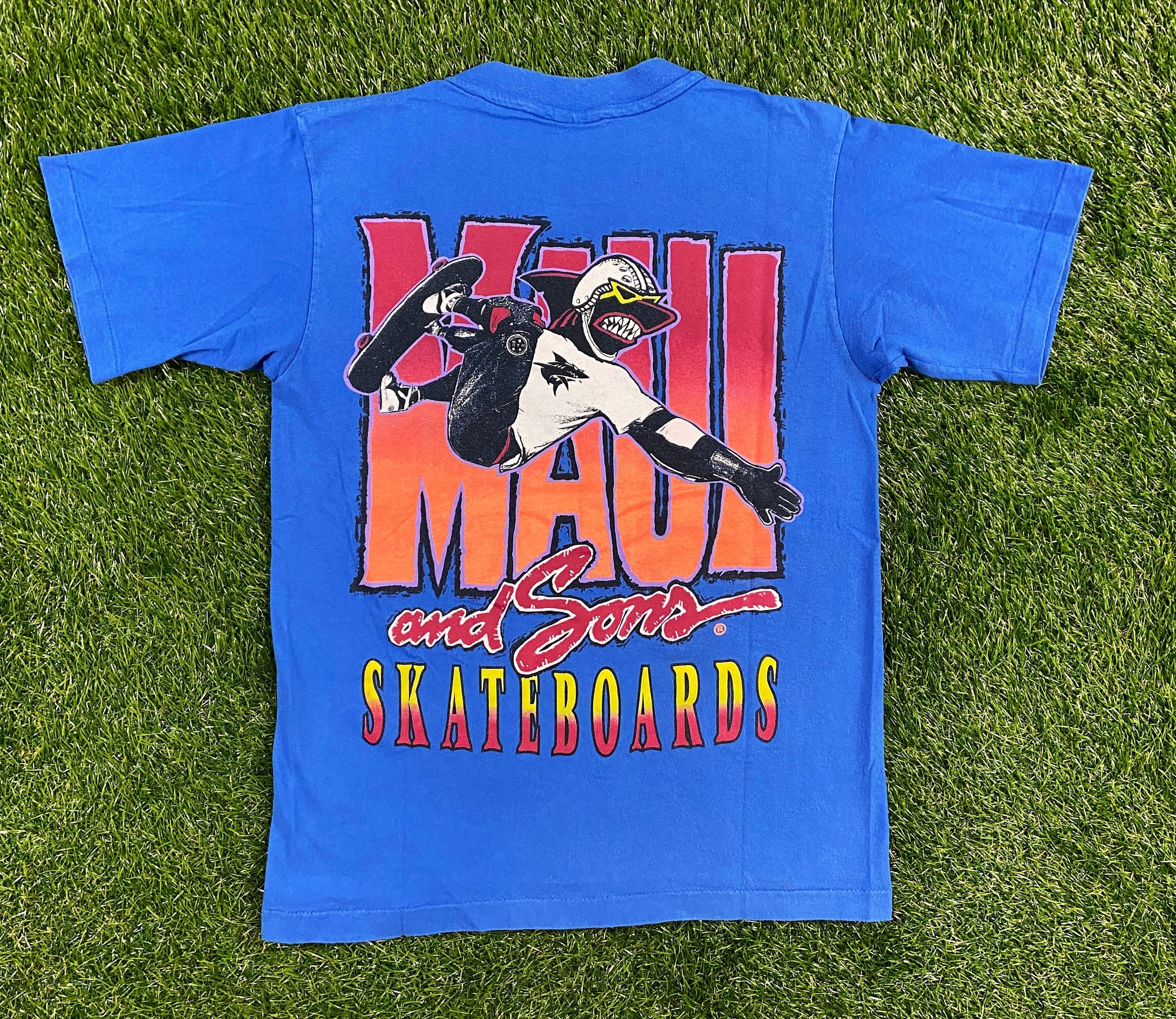 Vintage Maui and Sons Skateboard T Shirt Tee Made USA Size