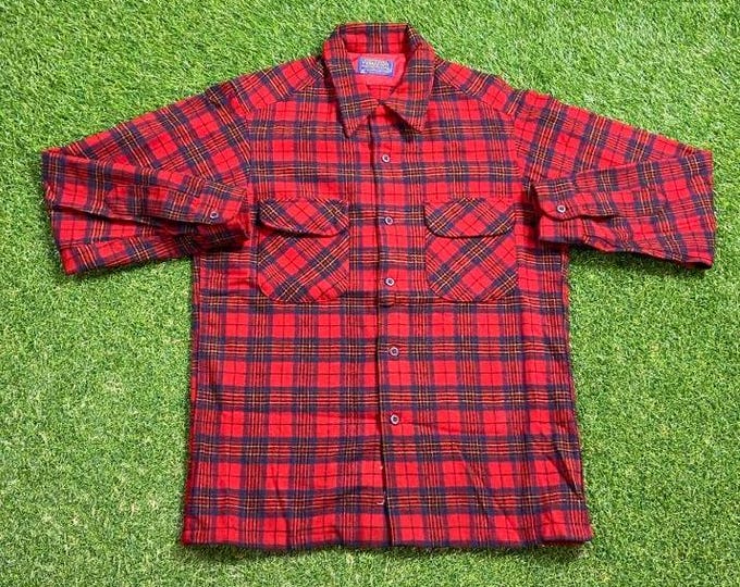 Vintage Pendleton Flannel Button Down Shirt Made USA Size Medium M Outdoor Wear Work Wear Rugged Grunge 1990s 90s