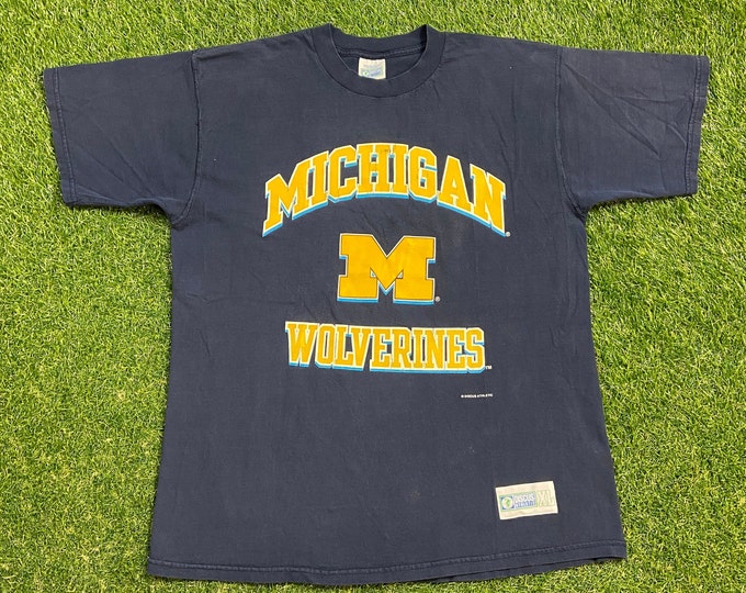 Vintage University of Michigan T Shirt Tee Made USA Size Xtra Large XL NCAA College Football Big House Detroit 1990s 90s
