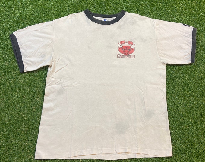 Vintage Chicago Bulls T Shirt Tee Starter Made USA Size Large L NBA Basketball Michael Jordan Classic Illinois Champions 1990s 90s