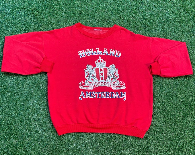 Vintage Holland Amsterdam Crewneck Sweatshirt Size Medium M Netherlands Europe 1990s 90s Pull Over Oversized