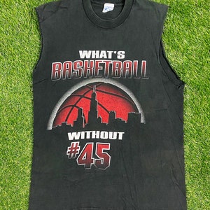 Vintage Chicago Bulls # 45 Sleeveless T Shirt Tee Salem Sportswear Made USA Size Youth 18-20 Fit Small NBA Basketball Michael Jordan 1990s
