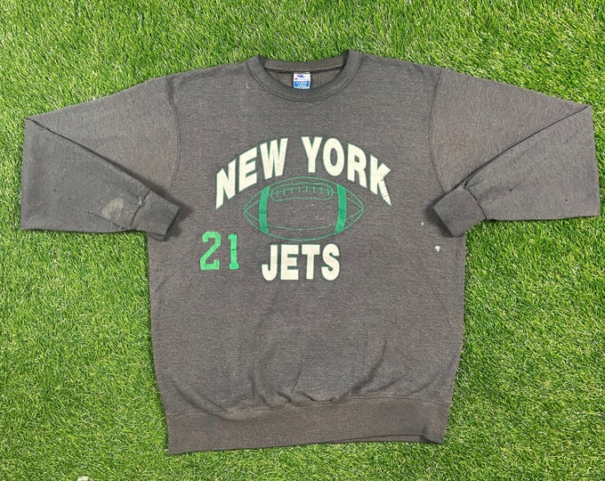 Vintage New York Jets NFL Football Crewneck Sweatshirt Champion Made in USA Size Xtra Large Pull Over Oversize Comfy Warm NY