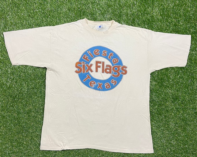 Vintage Fiesta Texas Six Flags T Shirt Tee Made USA Size Xtra Large XL Great Adventures Theme Park Amusement