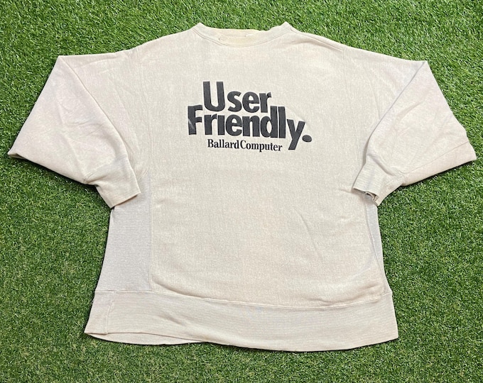 Vintage User Friendly Ballard Computer Crewneck Sweatshirt Size Xtra Large XL Compaq Microsoft Windows Bill Gates Technology Program 1990s