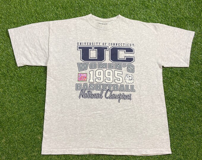 Vintage University of Connecticut Huskies UCONN T Shirt Tee Made Usa Size XL NCAA Women's College Basketball National Champions 90s